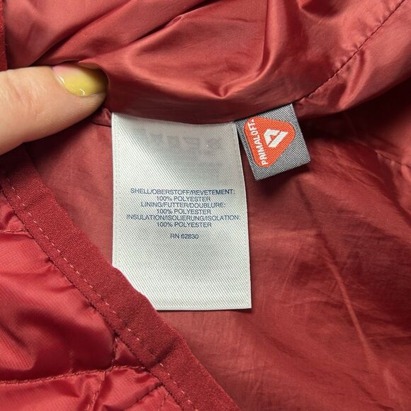 Lands' End Red Quilted Puffer Jacket Coat Women’s Size Large Primaloft Full Zip - Picture 6 of 8